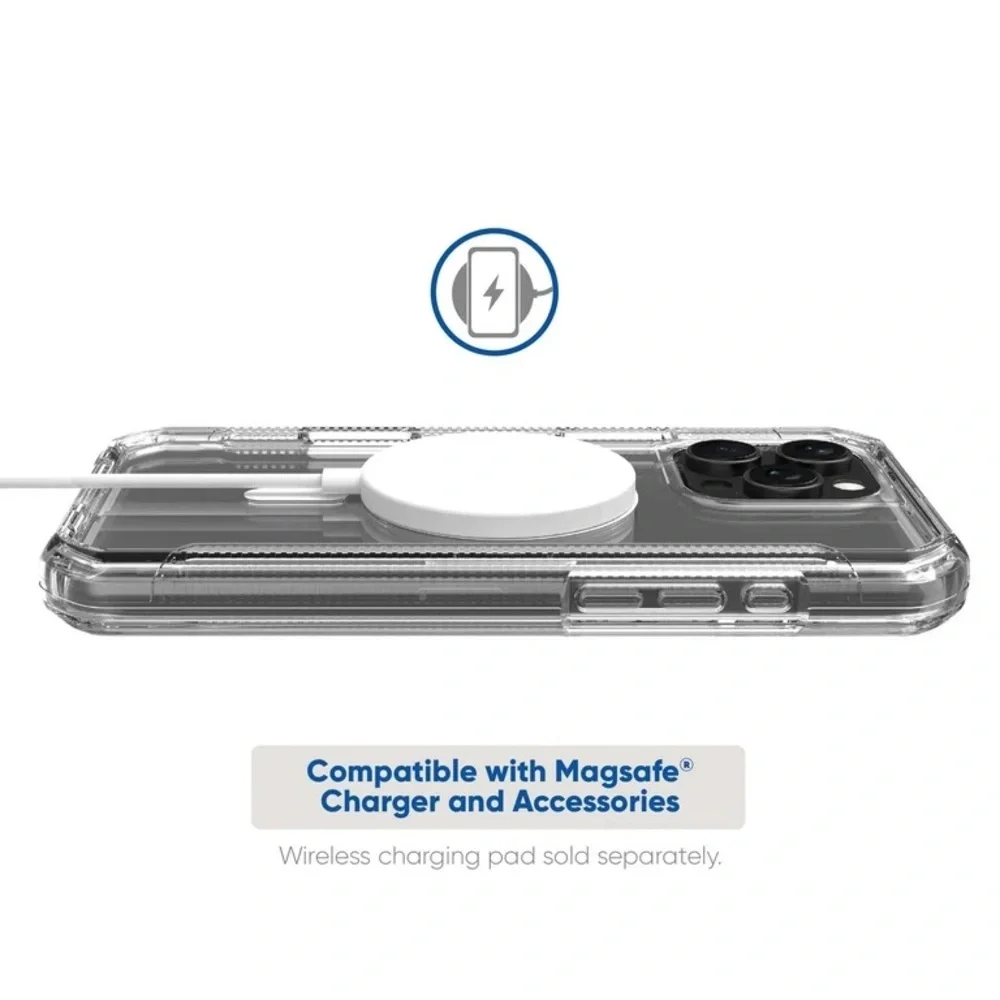 onn. MagSafe Compatible Rugged Phone Case for iPhone 16 Pro Max Clear NWT